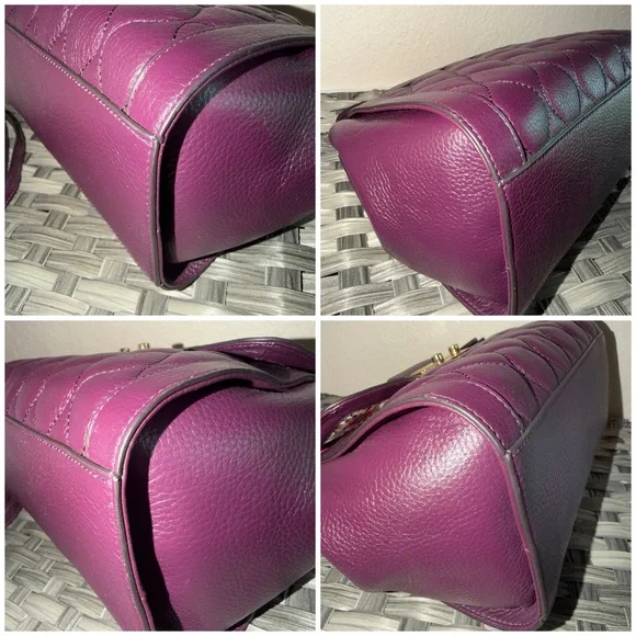 Vera Bradley Stella Quilted Leather Top Handle Satchel Crossbody Bag in Plum - Picture 6 of 12